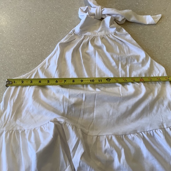 Mango Halter Neck Open Back White Dress Size 3XL Long Flowing 100% Cotton NEW - Picture 8 of 13